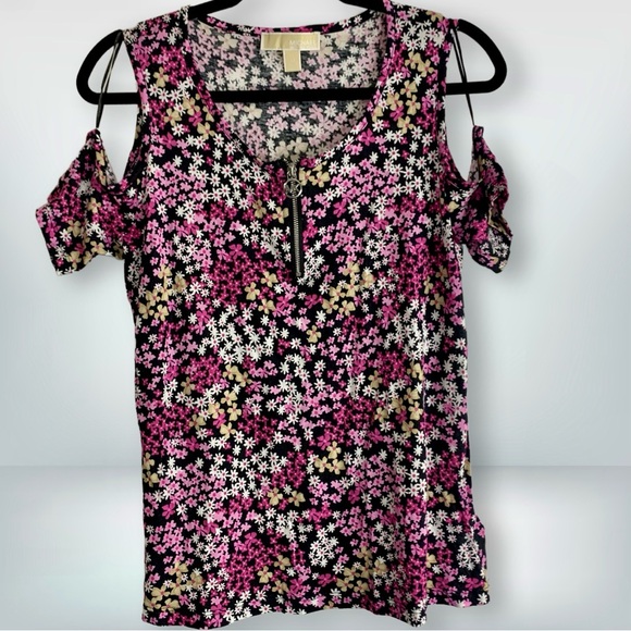 NWoT MICHAEL Michael Kors Floral Cold Shoulder Blouse, size M - Picture 2 of 11